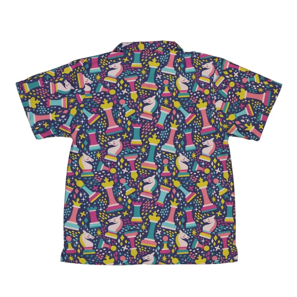 Chess Colorful Chess Pieces Blue Youth Hawaiian Shirt