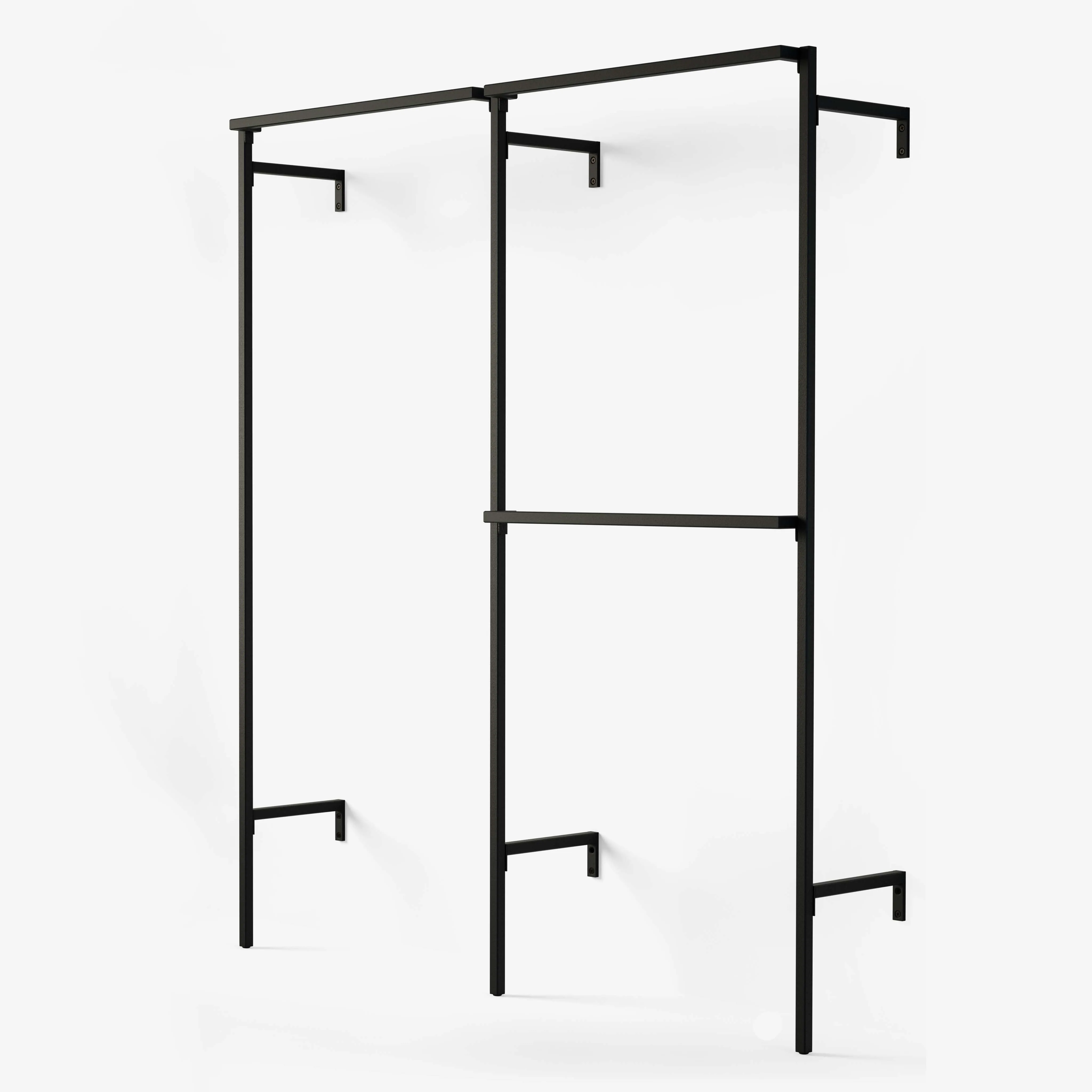 Frame walk-In 2 row wardrobe system - (1 rail / 2 rails)