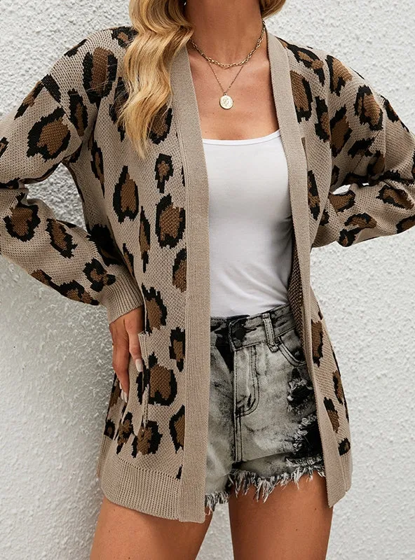 Long Leopard Cardigan Sweater Coat
