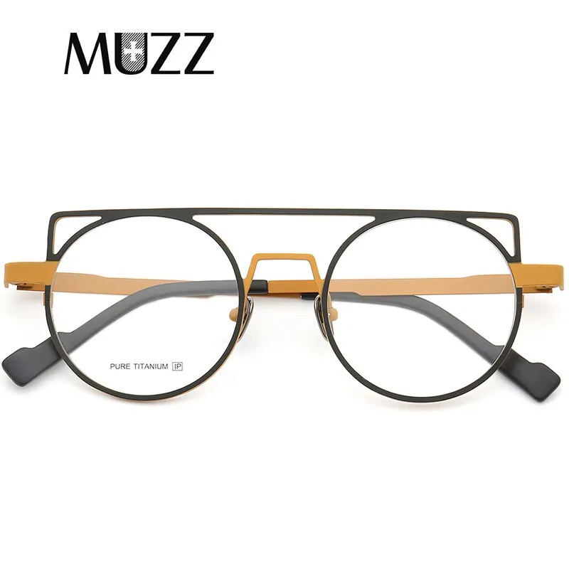 Muzz Women's Full Rim Round Cat Eye Titanium Double Bridge Frame Eyeglasses T70