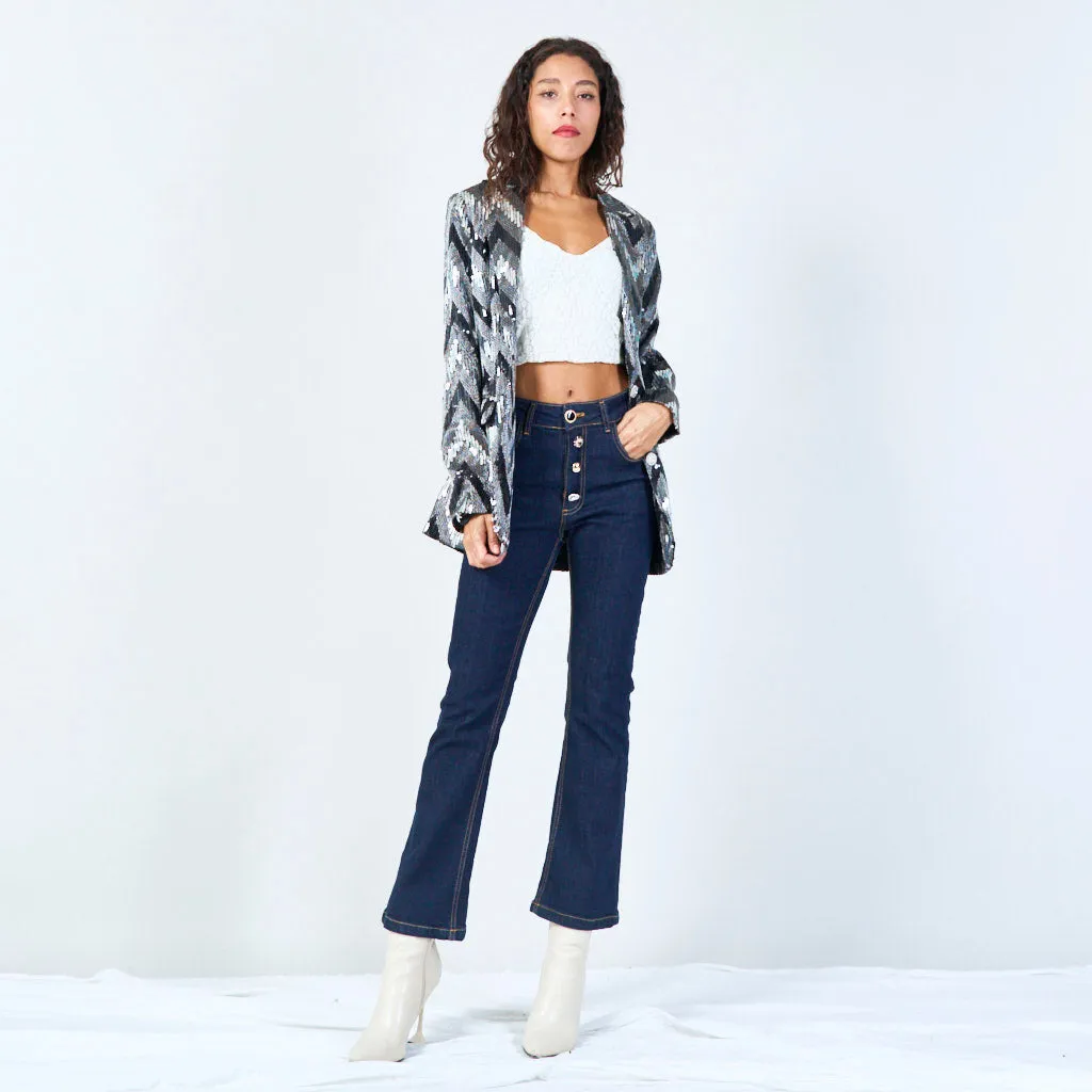 Sequin embellished blazer with zigzag pattern wholesale