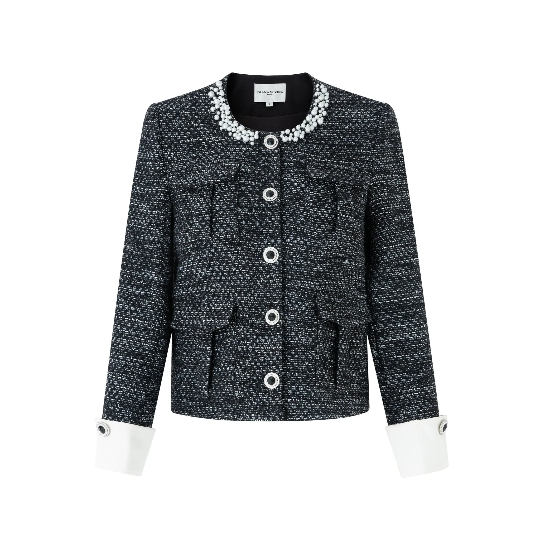 Silver Cat's Eye Beaded Button Coat