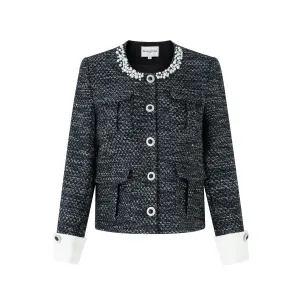 Silver Cat's Eye Beaded Button Coat