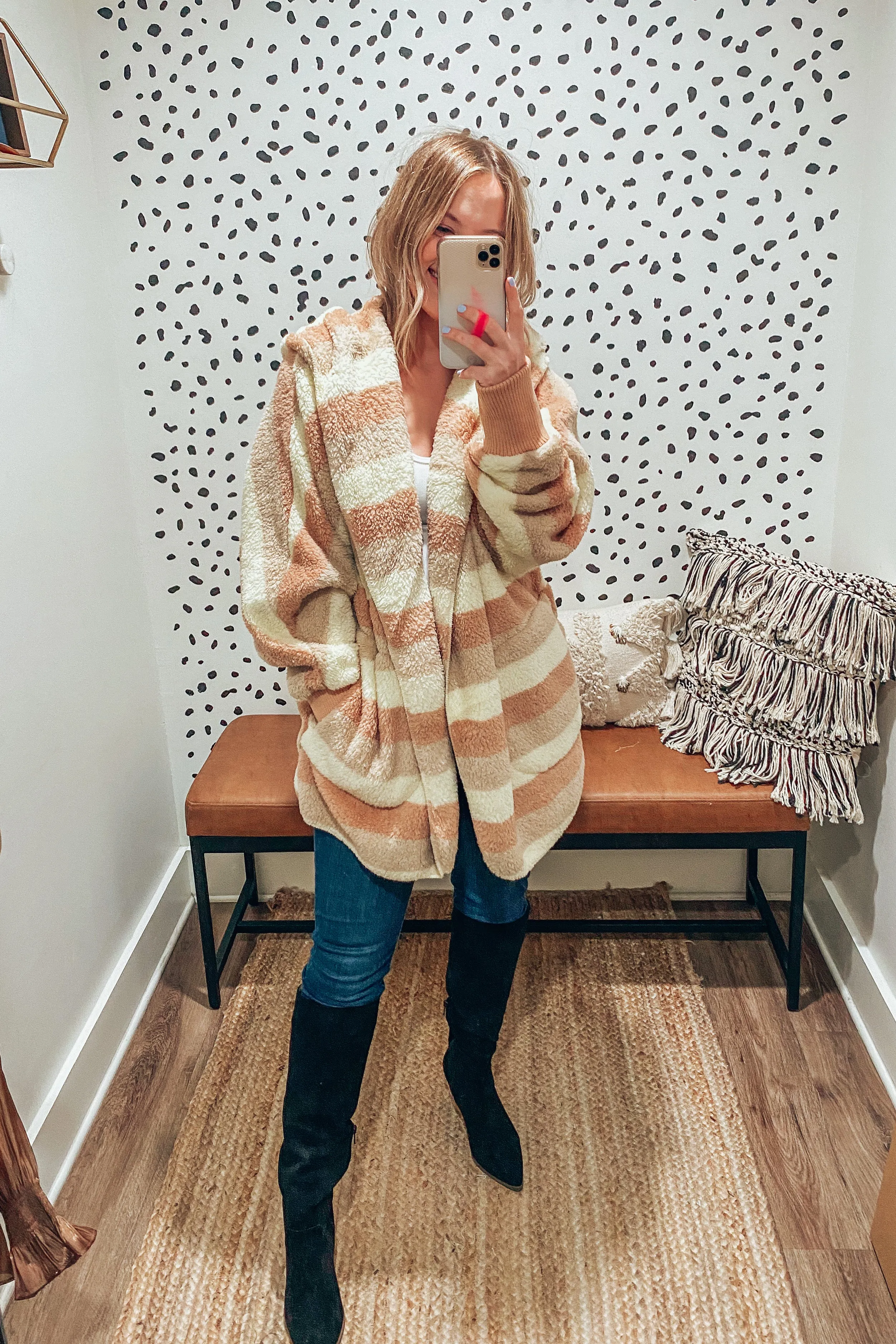 So Snuggly Oversized Striped Hooded Jacket