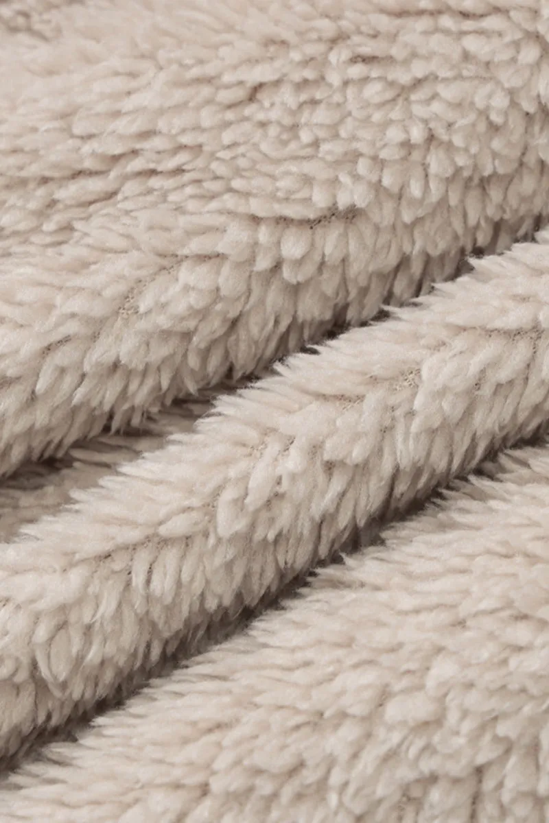 Solid Long Sleeve Zipper Lapel Loose Plush Coat